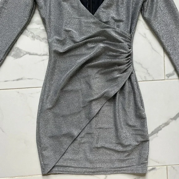 GAUGE81 Naha Metallic Dress Silver Nordstrom Mini Sexy $750 Nordstrom NWT